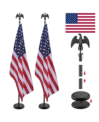 Yescom Ft Sectional Indoor Flag Pole Kit Eagle Topper Aluminum 3x5 Ft Us Flag & Base