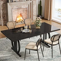 Tribesigns Executive Desk, 63 inch Large Modern Computer Desk with Metal Geometric Base, Conference Table for 4-6 People