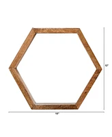 Slickblue 12" Wooden Hexagon Floating Honeycomb Shelve (Set of 5)