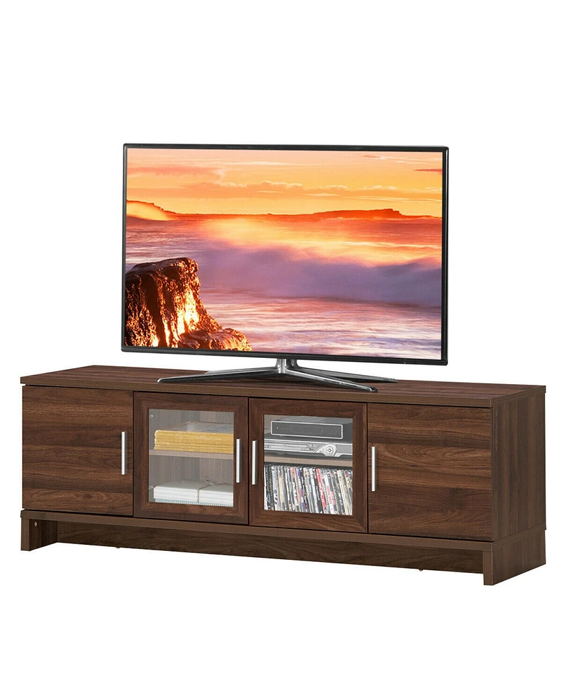 Gymax Tv Stand Media Entertainment Center for Tv's up to 70'' w/ Storage Cabinet Walnut