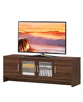 Gymax Tv Stand Media Entertainment Center for Tv's up to 70'' w/ Storage Cabinet Walnut