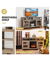 Gymax 58'' Fireplace Tv Stand W/18'' 1400W Electric Fireplace up to 65'' Natural