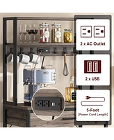 Tribesigns Bakers Rack with Power Outlets, 5-Tier Kitchen Storage Shelf, Microwave Oven Stand Drawer, 65”H Coffee Bar Table,