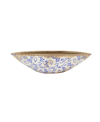 Slickblue Tuscan Ceramic Blue Scroll Decorative Bowl