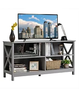 Gymax Tv Stand Entertainment Media Center for Tv's up to 55'' w/ Storage Shelves