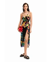 Desigual Women's Jungle design wrap midi dress