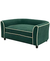 PawHut Dog Sofa, Pet Bed Dog Couch for Small and Medium Dogs, Dark Green