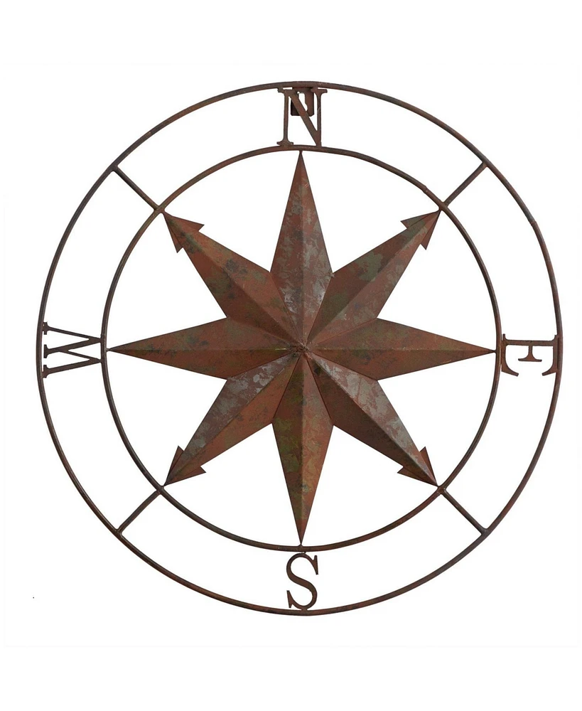 Slickblue 18" Rustic Nautical Metal Compass Wall Art Decor