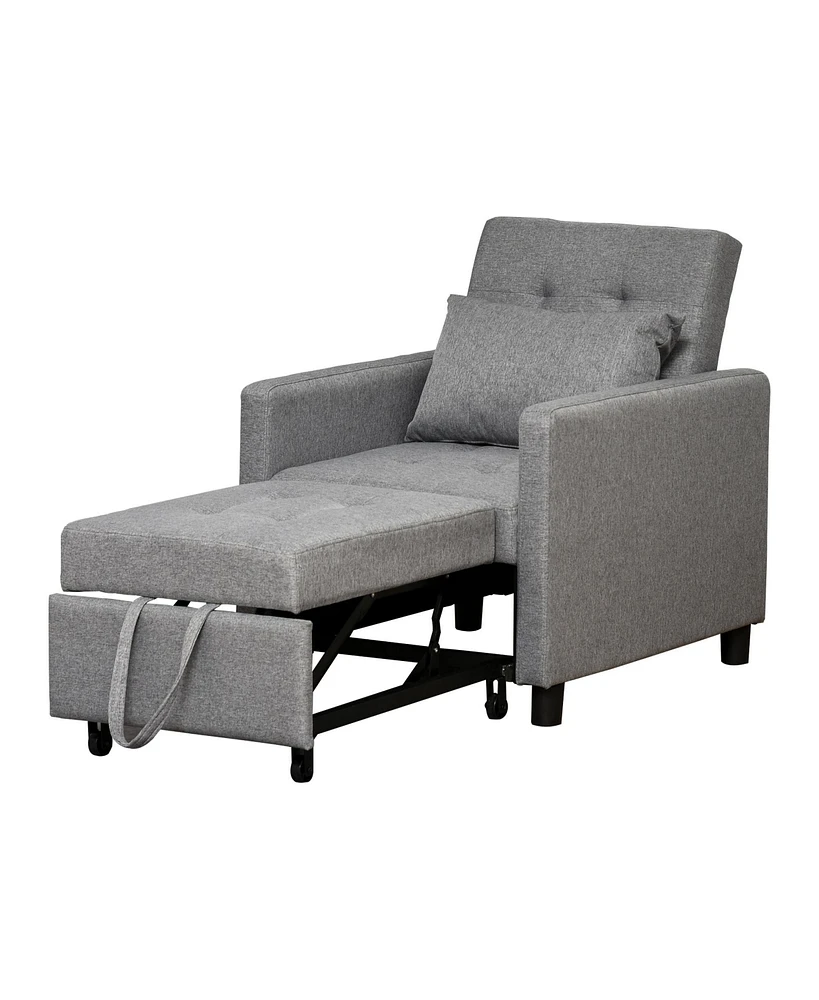 Homcom Recliner Sofa Sleeper Chair with 3 Adjustable Backrest Angles and 4 Wheels