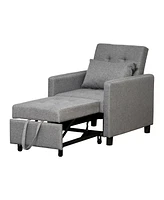 Homcom Recliner Sofa Sleeper Chair with 3 Adjustable Backrest Angles and 4 Wheels