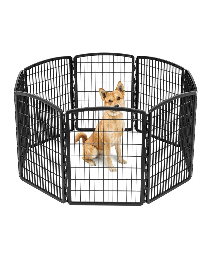 Iris Usa 34" Exercise 8-Panel Pet Playpen, for Small Medium Large Dogs, Keep Pets Secure, Easy Assemble, Rust-Free, Heavy-Duty Molded Plastic, Customi