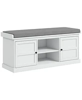 Homcom Storage Shoe Bench with Cushion, 2 Cabinets for Entryway, White