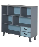 Homcom 3-Tier Bookcase Chest Open Shelves Cabinet Home Storage Furniture with Drawers