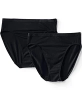 Lands' End Plus Comfort Knit Mid Rise High Cut Brief Underwear - 2 Pack