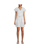 Lands' End Women's Flutter Sleeve Linen Romper