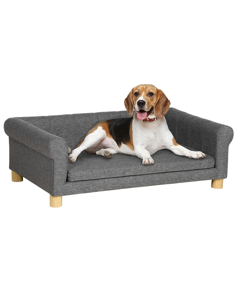 PawHut Dog Couch, Cat or M-l Dog Sofa Bed with Removable Seat Cushion