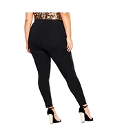 City Chic Women's Pleather Splice Pant