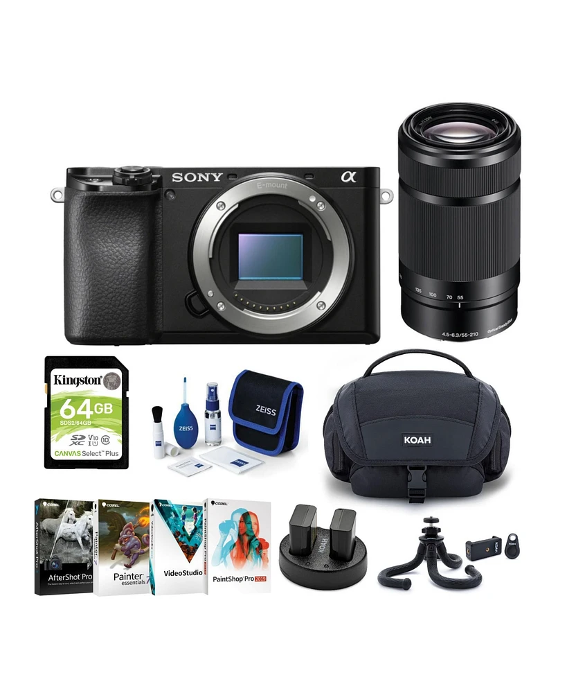 Sony Alpha a6100 Aps-c Mirrorless Camera Body and 55-210mm f/4.5-6.3 Lens Bundle