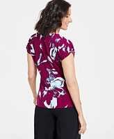 I.n.c. International Concepts Women's Printed Gathered-Front Top, Created for Macy's