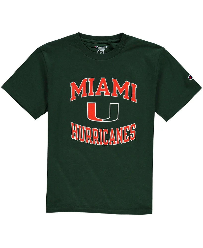Champion Big Boys and Girls Green Miami Hurricanes Circling Team Jersey T-Shirt