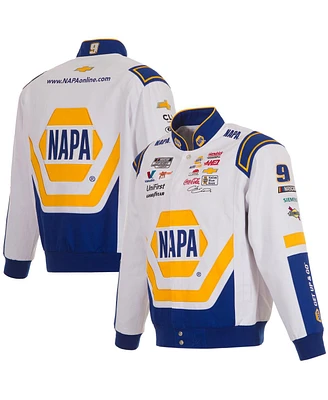 Jh Design Men's White Chase Elliott Napa Twill Driver Uniform Full-Snap Jacket