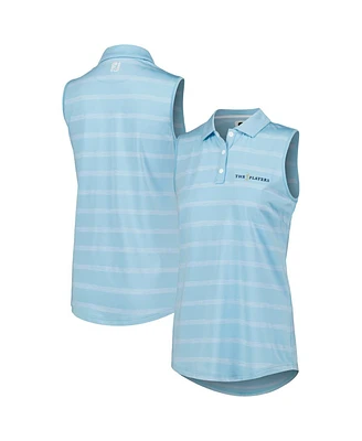 FootJoy Women's Blue The Players Space Dye Stripe Sleeveless Polo