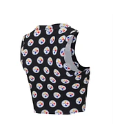 Concepts Sport Women's Pittsburgh Steelers Gauge Allover Print Cropped Tank Top Shorts Sleep Set