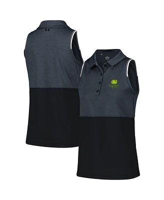 Under Armour Women's Graphite John Deere Classic Playoff Heather Block Sleeveless Polo