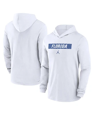 Jordan Men's White Florida Gators Sideline Hoodie Performance Long Sleeve T-Shirt