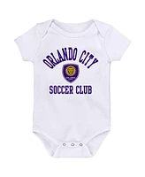 Outerstuff Baby Boys and Girls Purple/White/Gray Orlando City Sc 3-Pack Bodysuit Set