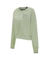 Pro Standard Women's Green Detroit Tigers Neutral Oversized Boxy Cropped Pullover Sweatshirt