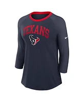 Nike Women's Navy Houston Texans Raglan 3/4 Sleeve T-Shirt