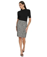 Calvin Klein Women's Mixed-Media Sheath Dress