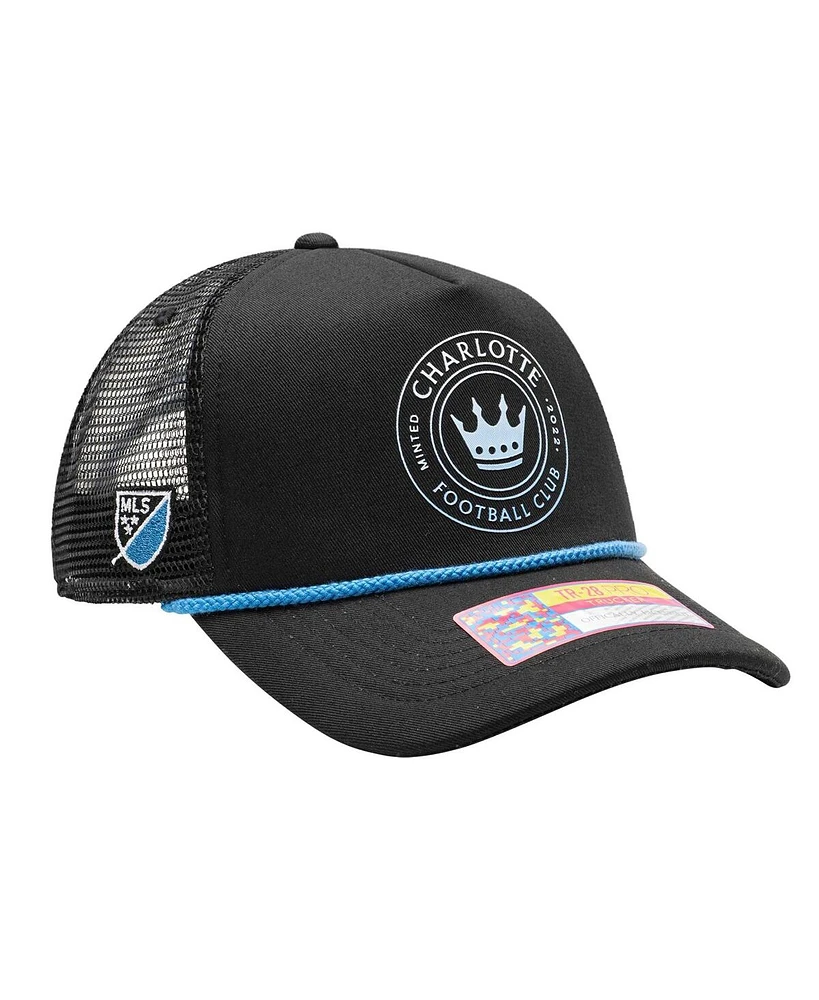 Fan Ink Men's Black Charlotte Fc Atmosphere Trucker Adjustable Hat