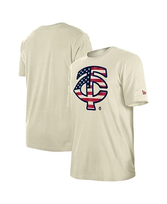 New Era Men's Cream Minnesota Twins Americana Flag Fill T-Shirt