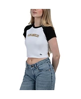 Hype and Vice Women's Black/White Lafc Homerun Cropped Raglan T-Shirt