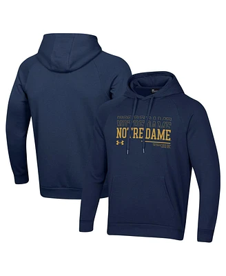 Under Armour Men's Navy Notre Dame Fighting Irish 2024 Sideline Wordmark Rival Pullover Hoodie