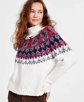 Lucky Brand Women's Fairisle Mock-Neck Long-Sleeve Sweater