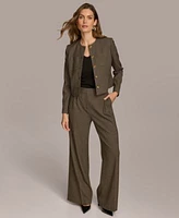 Donna Karan New York Houndstooth Cropped Jacket Wide Leg Pants