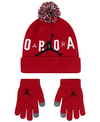 Jordan Big Kids Pom Beanie Set