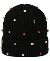 Kate Spade New York Women's Embellished Ribbed Beanie