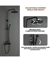 Boyel Living Exposed Pipe Complete Shower System 1-Spray Patterns with 2.5 Gpm 8 in. Wall Mount Dual Shower Heads