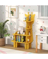 Costway Giraffe Bookcase for Kids 4-Tier Toy Storage Organizer with Open Storage Shelves