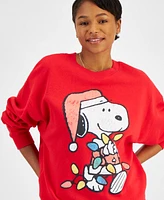 Grayson Threads, The Label Juniors' Snoopy Holiday Lights Sweatshirt