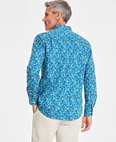 Club Room Men's Floral Poplin Long-Sleeve Button-Down Shirt, Created for Macy's