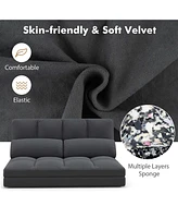 Costway Floor Sofa Bed with 2 Pillows 6 Positions Adjustable Backrest Velvet Cover