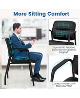 Costway Waiting Room Chair No Wheels Set of 4 with Integrated Armrests for Reception