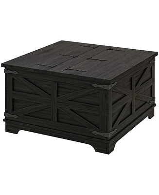 Homcom Table with Flip Top Hidden Storage, Square Center