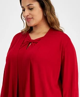 Kasper Plus Long-Sleeve Open-Front Cardigan