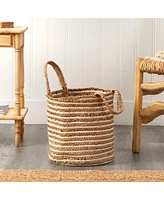 Slickblue 14" Boho Chic Basket Cotton and Jute Stripe with Handles